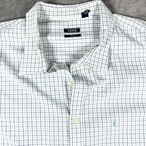 IZOD 4XLT Plaid Button Down Shirt Men’s Blue Green Cotton Long Sleeve